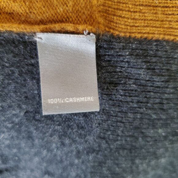 Neiman Marcus Cashmere Sweater Reversible Cardigan Tan/gry/Bl Color Blocked Sz L - Picture 7 of 7